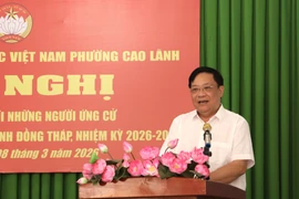 Ông Phạm Thành Ngại - Chủ tịch UBND tỉnh Đồng Tháp đặt ra các mục tiêu hoàn thành khi trúng cử đại biểu Hội đồng nhân dân tỉnh Đồng Tháp. (Ảnh: Hồng Nhung/TTXVN)