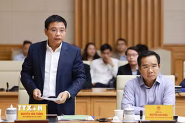 Bộ trưởng Bộ Tài chính Nguyễn Văn Thắng phát biểu. (Ảnh: Dương Giang/TTXVN)