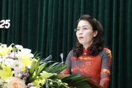 Phó Bí thư Thường trực Tỉnh ủy, Chủ tịch HĐND tỉnh Nguyễn Thị Hương phát biểu. (Ảnh: Đồng Thúy/TTXVN)