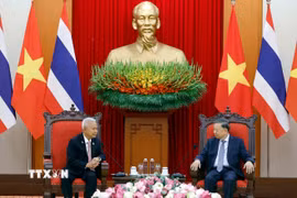 Tổng Bí thư, Chủ tịch nước Tô Lâm tiếp Chủ tịch Quốc hội kiêm Chủ tịch Hạ viện Thái Lan Sophon Zaram. (Ảnh: Thống Nhất/TTXVN)