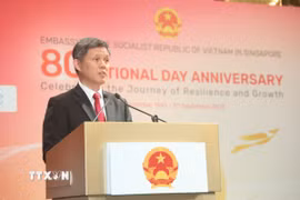 Bộ trưởng Bộ Quốc phòng Singapore Chan Chun Sing . (Ảnh: Tất Đạt/TTXVN)