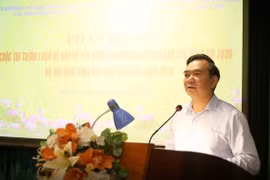 Trưởng Ban Tuyên giáo và Dân vận Đảng ủy Mặt trận Tổ quốc, các đoàn thể Trung ương Nguyễn Minh Chung phát biểu tại lễ phát động.