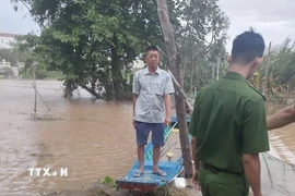 Bị can Lê Văn Mạng tại địa điểm tổ chức đưa người xuất cảnh trái phép. (Ảnh: TTXVN phát)