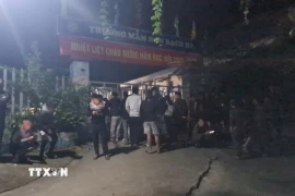 Hiện trường vụ cháy xảy ra tại Trường Mầm non Bạch Hà. (Ảnh: TTXVN phát)