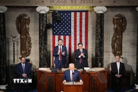 Tổng thống Mỹ Donald Trump phát biểu trước Quốc hội tại Washington, DC, ngày 4/3/2025.(Ảnh: Getty Images/TTXVN)