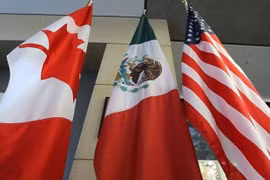 Quốc kỳ của Mỹ, Mexico và Canada. (Nguồn: AP)