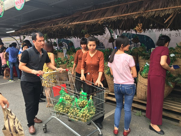 Sản phẩm nhãn lồng Hưng Yên được người tiêu dùng ưa chuộng mua nhiều. (Ảnh: Thanh Tâm/Vietnam+)