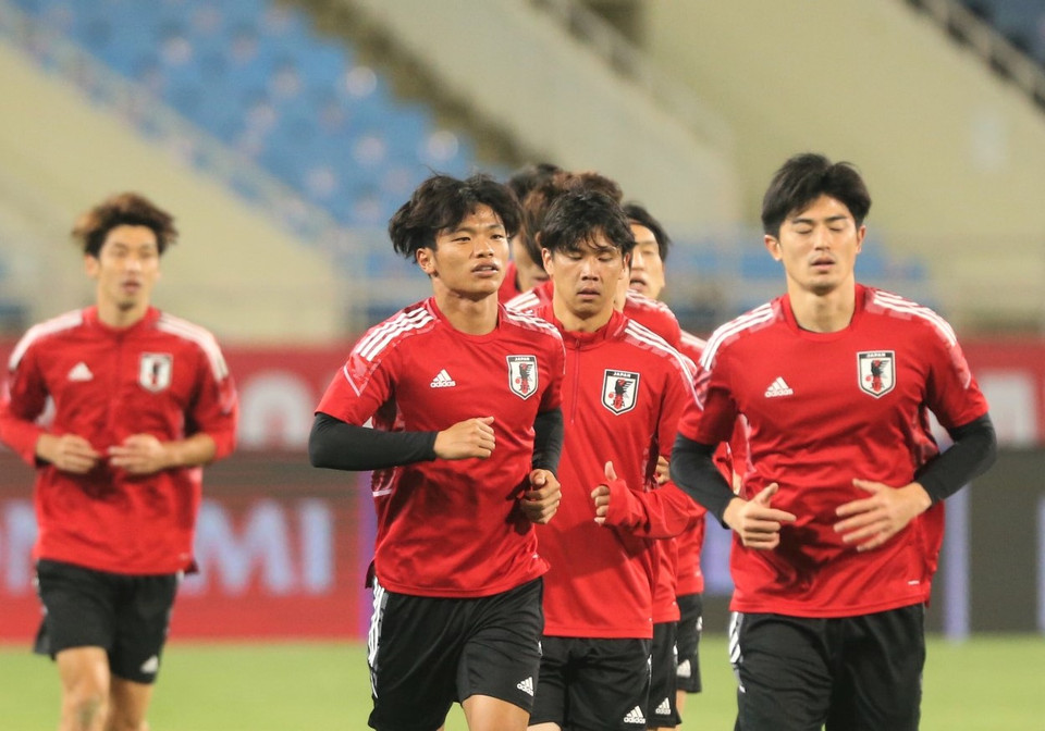 Đội tuyển Nhật Bản cho thấy tinh thần thoải mái, tự tin giành 3 điểm khi ở đẳng cấp vượt trội hơn nhiều Việt Nam. (Ảnh: PV/Vietnam+)