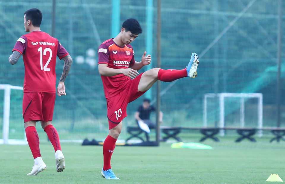 Tiền đạo đang chơi bóng tại châu Âu nhanh chóng bắt nhịp cùng đội tuyển Việt Nam dù hội quân muộn hơn các đồng đội nhiều ngày. (Ảnh: Nguyên An)