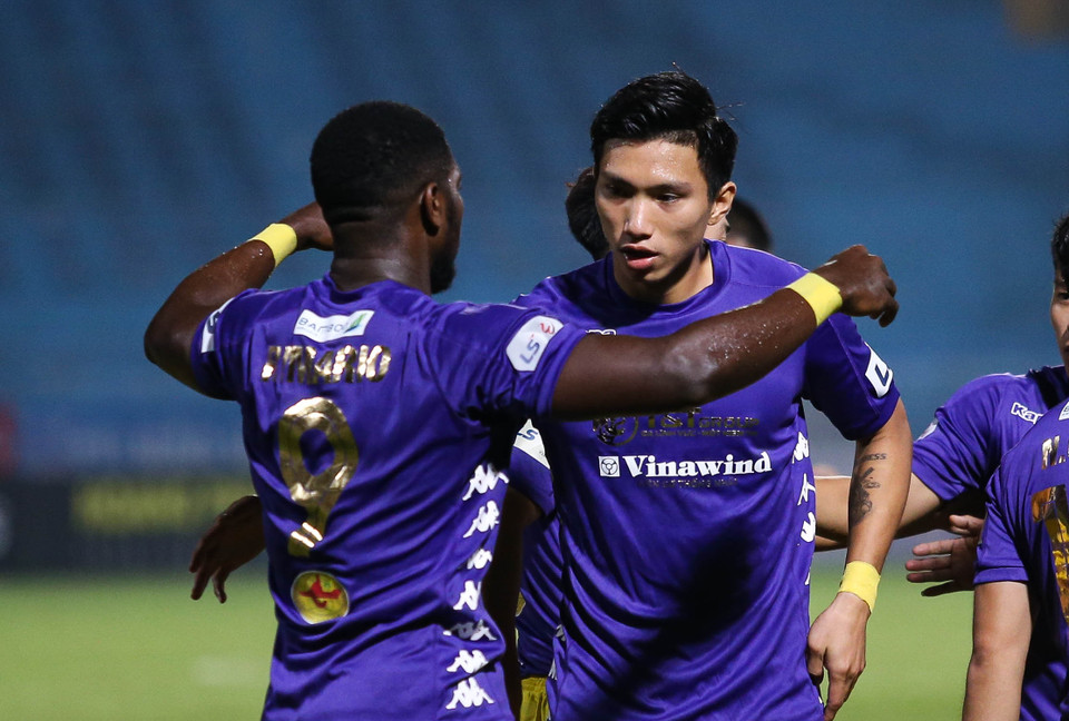 Chiến thắng Sài Gòn FC giúp Hà Nội FC nuôi hy vọng vô địch V-Leauge 2020 khi cạnh tranh với Viettel ở vòng đấu cuối cùng ngày 8/11 tới. (Ảnh: Hiển Nguyễn/Vietnam+)