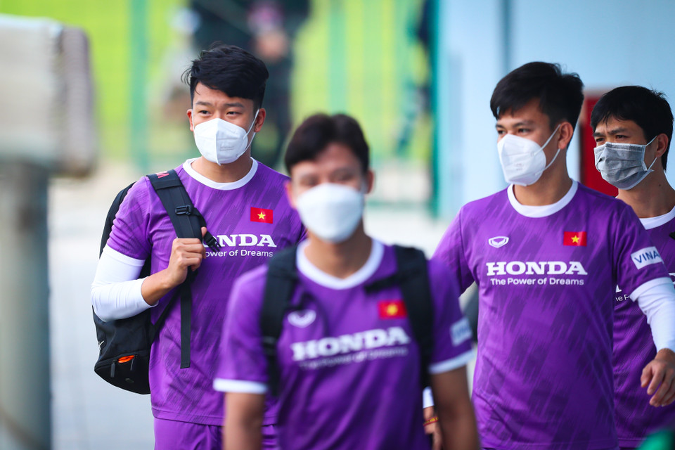 Đội tuyển Việt Nam tiếp tục tập luyện với cường độ cao ở buổi tập chiều nay (21/3) nhằm hướng đến trận gặp Oman vào ngày 24/3 trên sân nhà Mỹ Đình trong khuôn khổ vòng loại thứ ba World Cup 2022. (Ảnh: PV/Vietnam+)