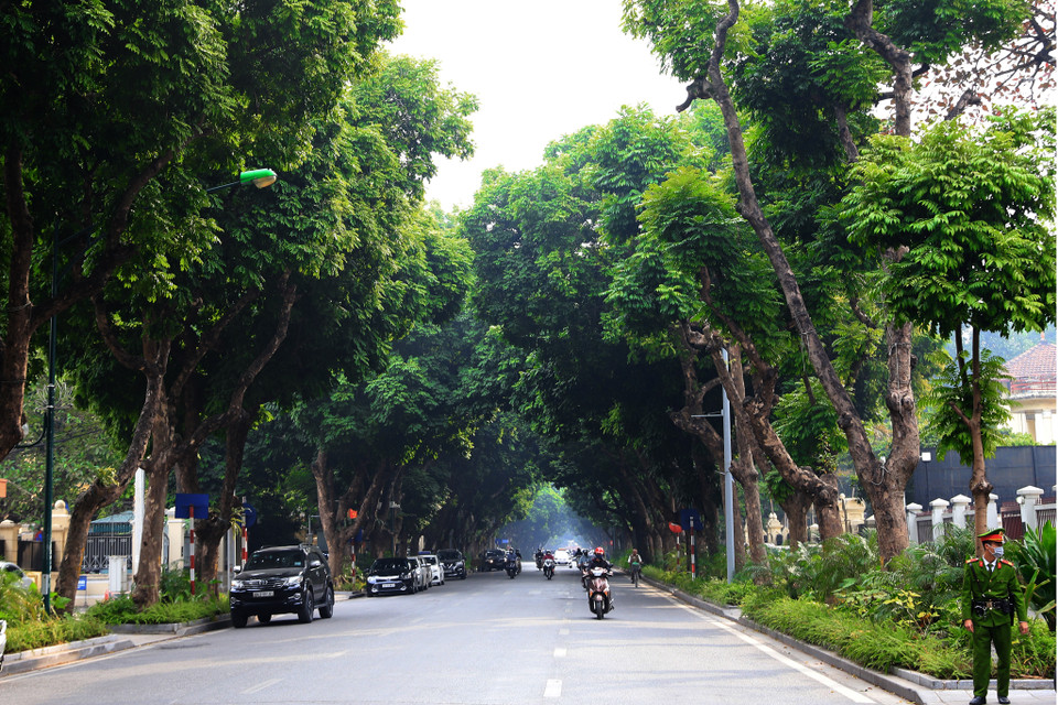 Phố Trần Phú bắt đầu từ một góc của phố Điện Biên Phủ chạy dài qua nhiều con phố lớn của Hà Nội như Hùng Vương, Chu Văn An, Hoàng Diệu, Ngọc Hà. Đây là con phố trải dài theo bề dày lịch sử của thủ đô cả về không gian và thời gian. (Ảnh: Hoài Nam/Vietnam+)