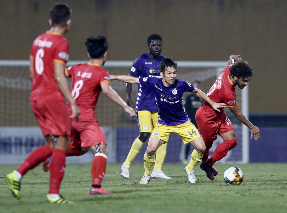 Trước Bình Dương chơi kiên cường và tận dụng cơ hội tốt, Hà Nội FC đã có 90 phút vất cả. (Ảnh: Hiển Nguyễn/Vietnam+)