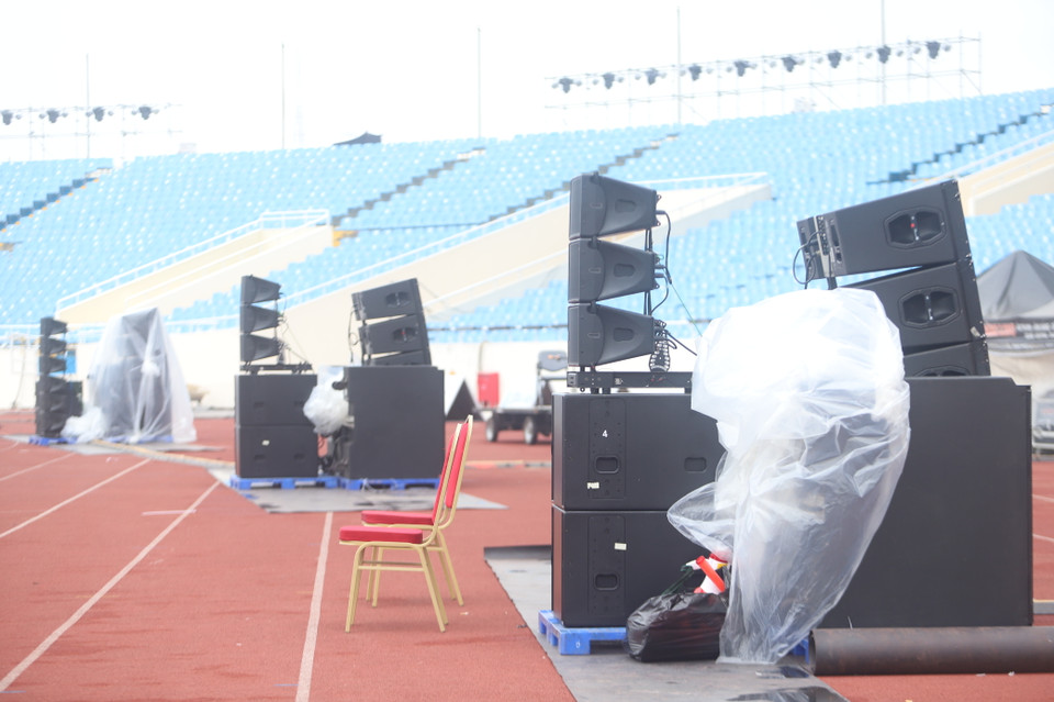 Hệ thống âm thanh cũng đã được lắp đặt. (Ảnh: PV/Vietnam+)