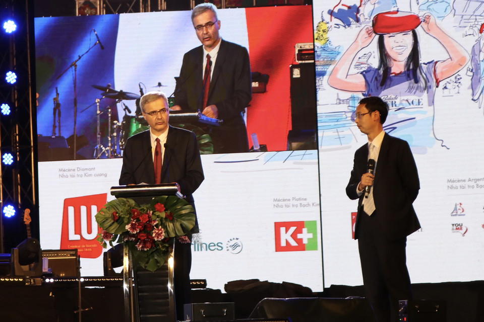 Đại sứ Pháp tại Việt Nam, ông Nicolas Warnery phát biểu tại khai mạc sự kiện. (Ảnh: Minh Hiếu/Vietnam+)