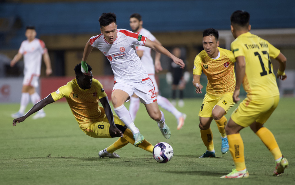Viettel tiếp đón Hải Phòng trên sân nhà Hàng Đẫy vào tối nay (9/10), là trận đấu tâm điểm của vòng 18 V-League 2022 khi đôi bên cùng đang bằng điểm trong cuộc đua vô địch. (Ảnh: PV/Vietnam+)