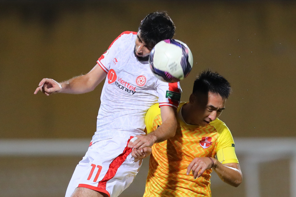 Đây cũng là bàn thắng cuối cùng của trận đấu khi đôi bên chia điểm với tỷ số hòa 1-1. (Ảnh: PV/Vietnam+)