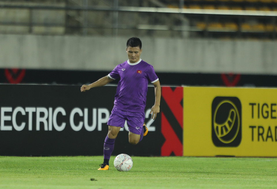 Tiền vệ Quang Hải sẵn sàng ra sân ngay trận mở màn AFF Cup 2022 sau thời gian thi đấu tại Pháp. (Ảnh: PV/Vietnam+)