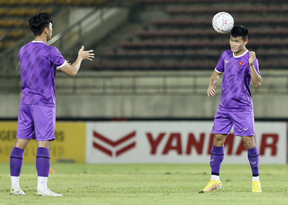 Buổi tập cuối cùng của đội tuyển Việt Nam mang ý nghĩa quan trọng trước khi bước vào trận đấu chính thức với Lào vào lúc 19 giờ 30 phút ngày mai (21/12). (Ảnh: PV/Vietnam+)