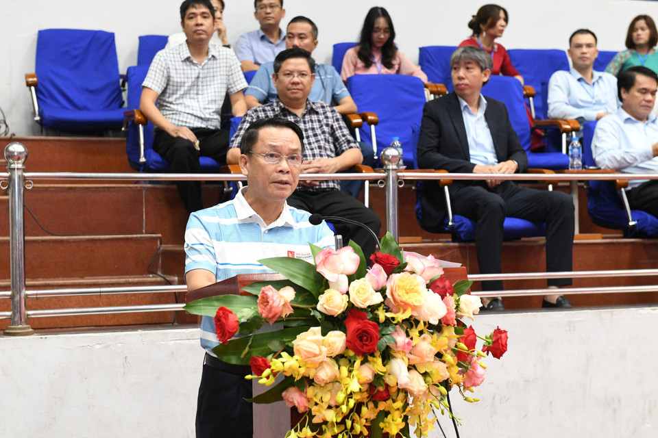 Nhà báo Nguyễn Đức Lợi cho biết, giải đấu được các lãnh đạo, hội viên nhà báo rất quan tâm, qua đó tạo nên sự đoàn kết, nâng cao tinh thần. (Ảnh: PV/Vietnam+)