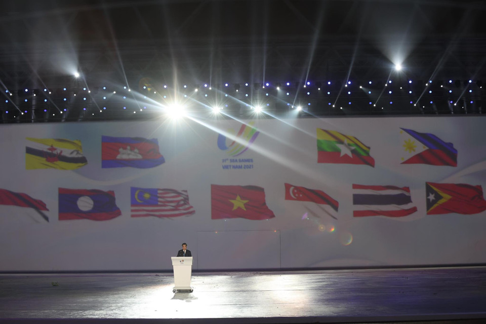 Ông Chu Ngọc Anh - Ủy viên Ban Chấp hành Trung ương Đảng, Chủ tịch Ủy ban nhân dân Thành phố Hà Nội phát biểu chào mừng. (Ảnh: Minh Sơn/Vietnam+)