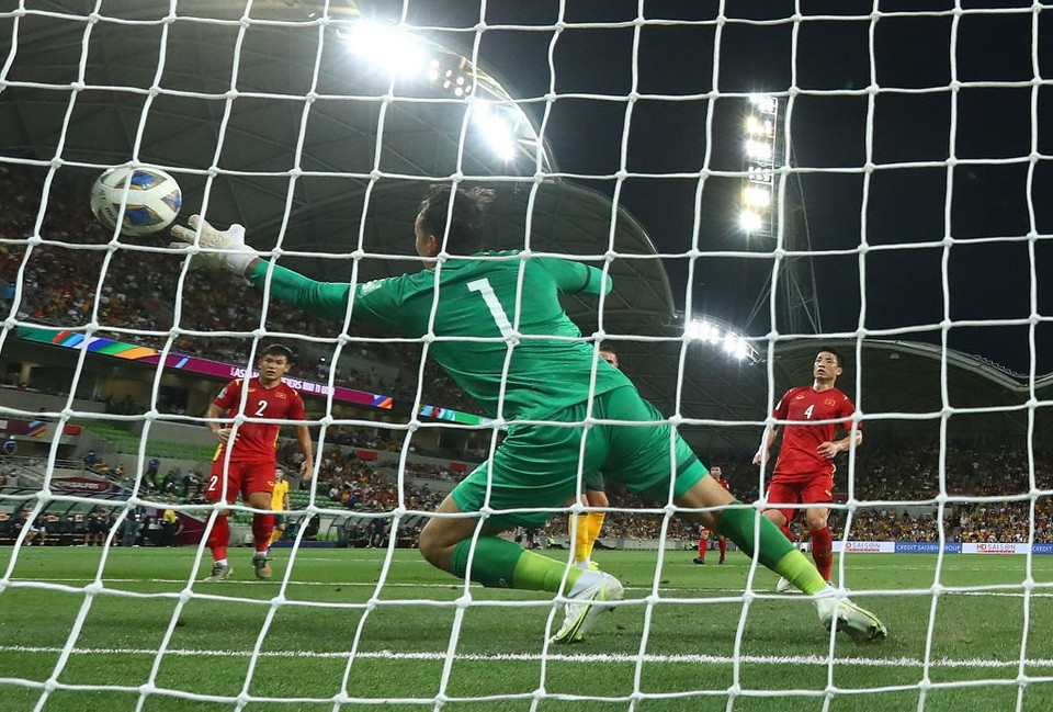 Đội chủ nhà Australia cầm bóng tới 61% và có tới 16 pha dứt điểm. Còn tuyển Việt Nam chỉ có 8 pha dứt điểm, trong đó có 2 tình huống bóng đi trúng đích. (Ảnh: Getty Images)