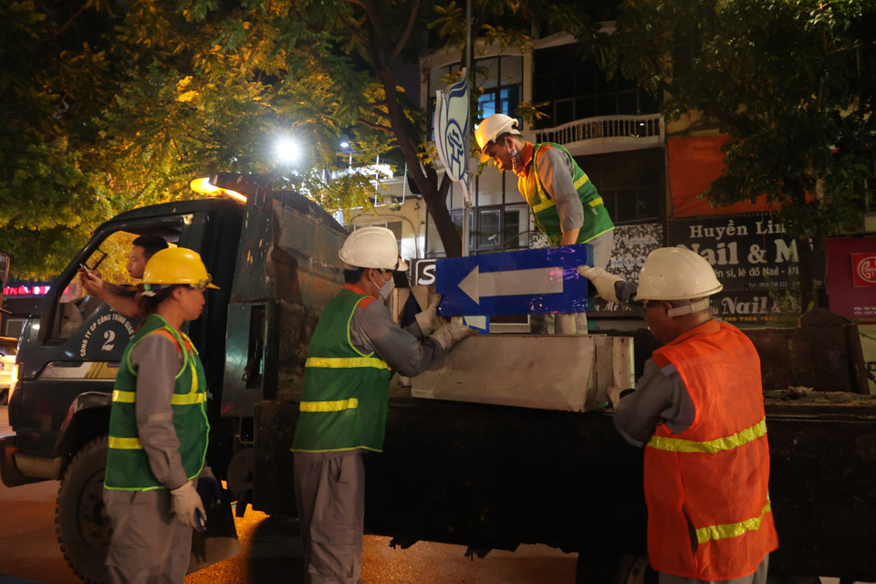 Thời gian thí điểm bắt đầu từ 6/8 đến 6/9/2022. Trong thời gian này, Sở Giao thông vận tải Hà Nội sẽ theo dõi quá trình tổ chức giao thông để có những phương án tiếp theo. (Ảnh: Hoài Nam/Vietnam+)