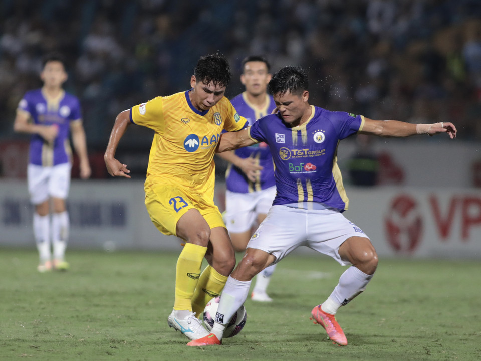 Hà Nội FC tiếp đón Sông Lam Nghệ An trên sân nhà Hàng Đẫy vào tối nay (31/7) trong khuôn khổ vòng 10 V-League 2022. (Ảnh: PV/Vietnam+)