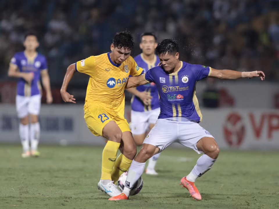 Hà Nội FC tiếp đón Sông Lam Nghệ An trên sân nhà Hàng Đẫy vào tối nay (31/7) trong khuôn khổ vòng 10 V-League 2022. (Ảnh: PV/Vietnam+)
