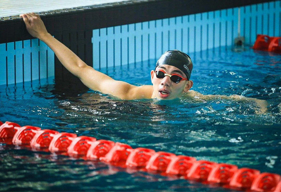 Không có Ánh Viên trong đội hình, tuyển bơi lội Việt Nam trông đợi vào 3 gương mặt sáng giá gồm Huy Hoàng (trong ảnh), Quý Phước và Trung Nguyên. (Ảnh: PV/Vietnam+)