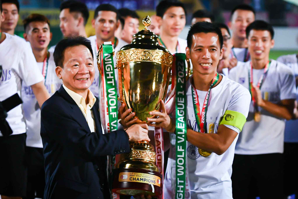 Đây là chức vô địch V-League thứ 6 trong lịch sử Hà Nội FC sau các năm 2010, 2013, 2016, 2018 và 2019. (Ảnh: PV/Vietnam+)