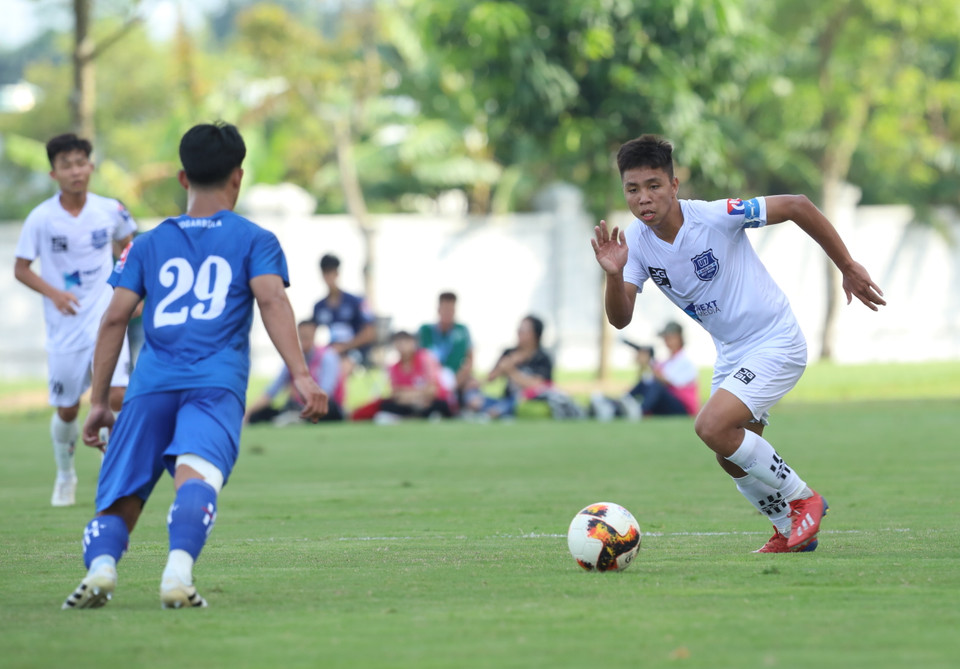 U17 Nutifood xứng đáng có được tấm vé vào chơi trận chung kết, gặp chủ nhà U17 PVF vào chiều ngày 27/9 tới. (Ảnh: Hiển Nguyễn/Vietnam+)