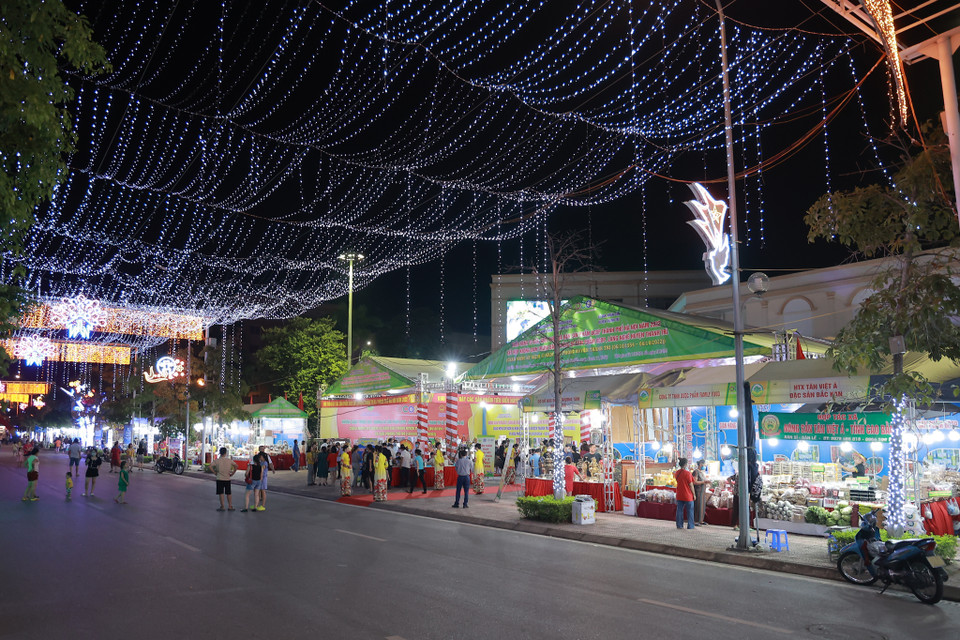 Tối ngày 29/7, tại Trung tâm văn hóa huyện Thanh Trì khai mạc tuần lễ quảng bá và giới thiệu các sản phẩm nông nghiệp từ các vùng, miền trên cả nước do Sở Nông nghiệp và Phát triển nông thôn Hà Nội tổ chức.(Ảnh: Hoài Nam/Vietnam+)