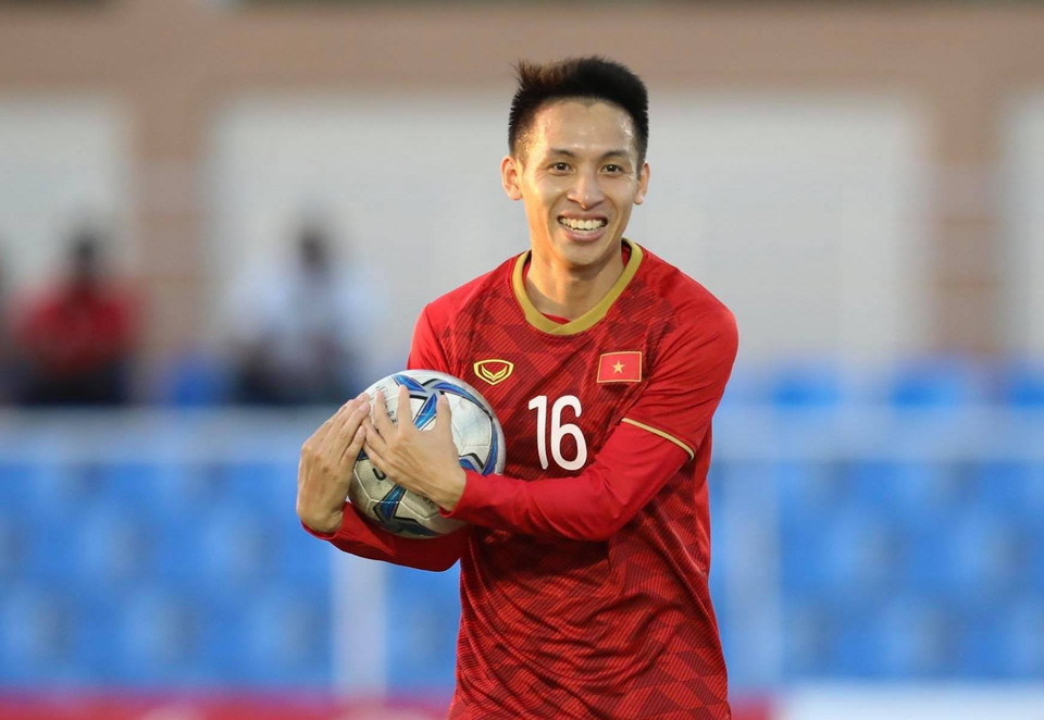 Đầu hiệp 2, U22 tiếp tục thế trận ép sân nên Hùng Dũng không mấy khó khăn để nâng tỷ số lên 3-0 ở phút 54 sau pha xâm nhập vòng cấm, dứt điểm gọn gàng. (Ảnh: Vietnam+)