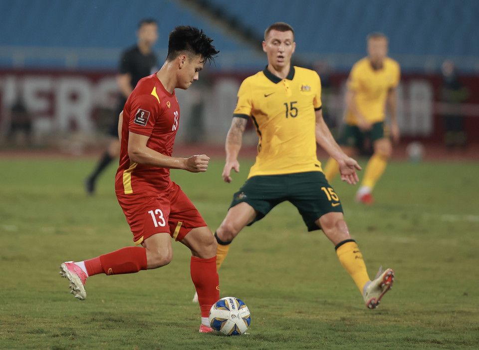 Đội tuyển Việt Nam có thể thay đổi cục diện nếu mở tỷ số trước khi Australia không cho thấy sức mạnh thật sự vượt trội. (Ảnh: PV/Vietnam+)