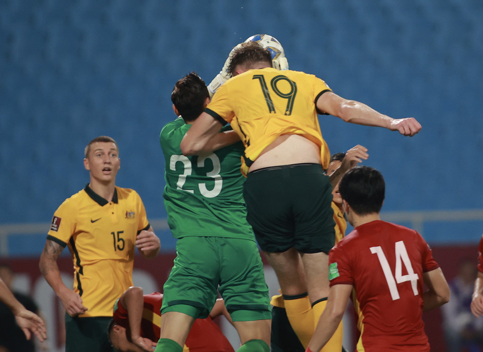 Ngoài tình huống để thua trong hiệp một, thủ môn Đặng Văn Lâm chơi tốt sau gần hai năm không thi đấu cho tuyển Việt Nam. (Ảnh: PV/Vietnam+)