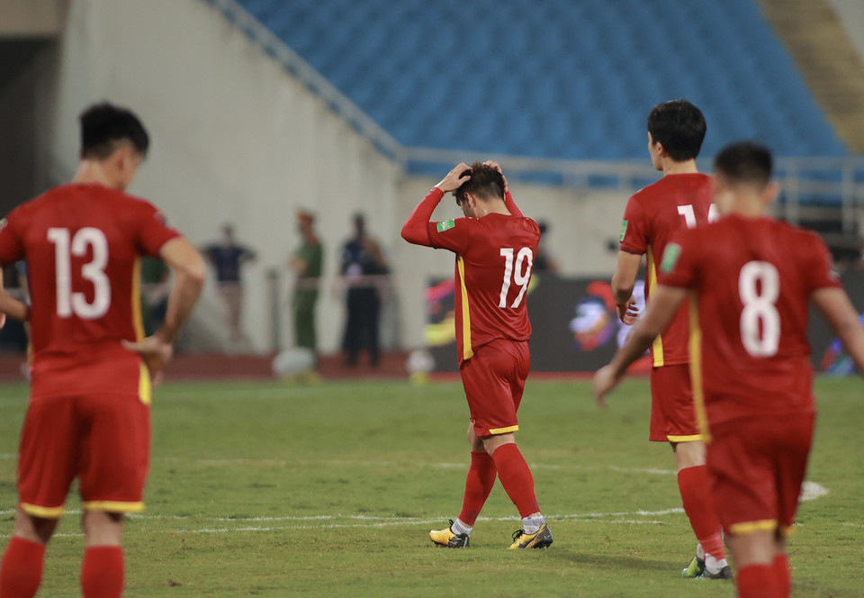 Quang Hải và đồng đội nhận thất bại thứ hai tại vòng loại thứ ba World Cup 2022 khu vực châu Á. Nhưng đây không phải điều quá tồi tệ. (Ảnh: PV/Vietnam+)