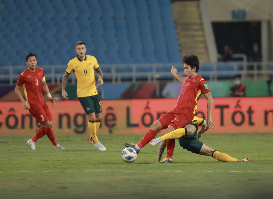 Đội tuyển Việt Nam vẫn cho thấy được tinh thần chiến đầu hết mình và khiến các đối thủ mạnh hơn phải e dè. (Ảnh: PV/Vietnam+)