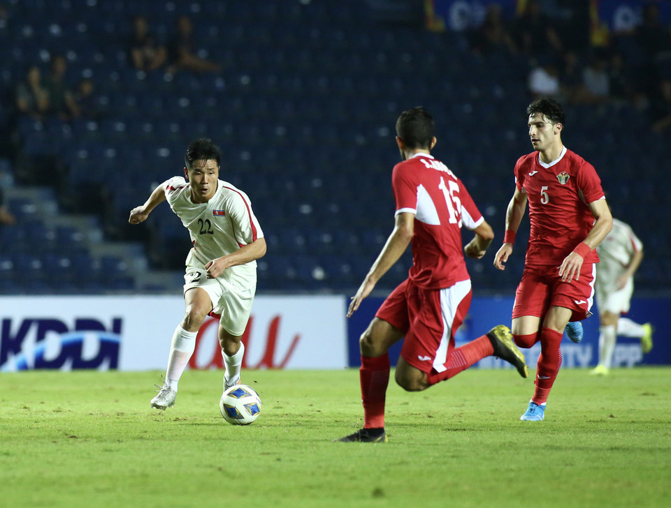 Ở trận đấu đã qua, U23 Triều Tiên là đội nhập cuộc tốt hơn, kiểm soát thế trận trước U23 Jordan trong phần lớn thời gian. (Ảnh: Nguyên An/Vietnam+)