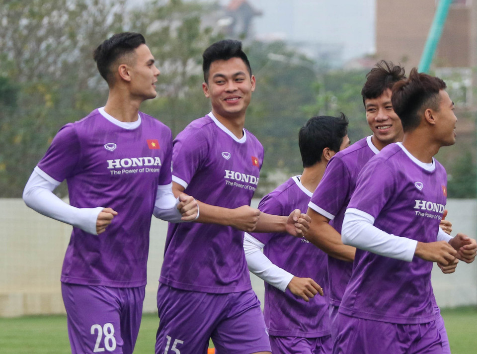 Buổi tập của đội tuyển Việt Nam tiếp tục diễn ra trong bầu không khí hứng khởi. (Ảnh: VFF)