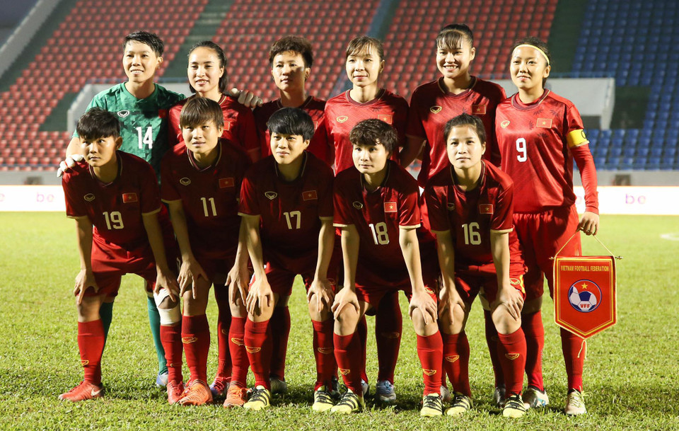 Tuyển nữ Việt Nam ra sân với đội hình mạnh nhất trước Australia ở trận lượt về vòng play-off Olympic Tokyo 2020 chiều nay (11/3) trên sân Cẩm Phả. (Ảnh: Vietnam+)