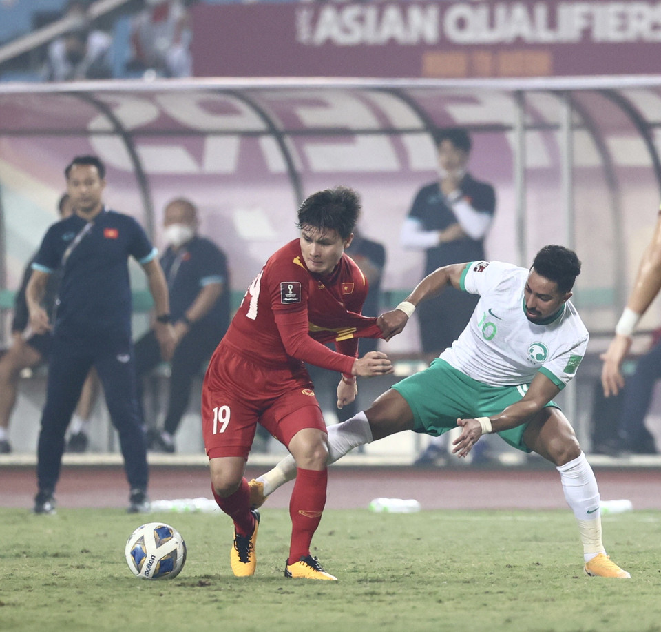Song, Saudi Arabia chơi chắc chắn để giành 3 điểm và tiếp tục đứng đầu bảng B ở vòng loại thứ hai World Cup 2022. (Ảnh: PV/Vietnam+)
