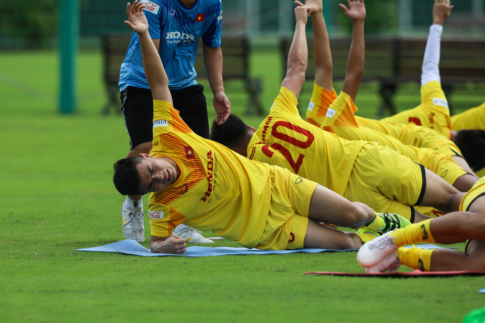 Tuy vậy, với nhiều cầu thủ mới lên tuyển U22 Việt Nam, bài tập này vẫn gây ít nhiều khó dễ. (Ảnh: Phúc Tá/Vietnam+)