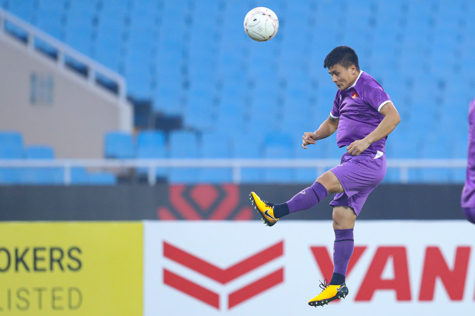 Đội tuyển Việt Nam cần thắng đối thủ ở lượt trận này, qua đó lấy lại ngôi đầu bảng B tại AFF Cup 2022 cũng như nắm chắc tấm vé vào bán kết. (Ảnh: PV/Vietnam+)