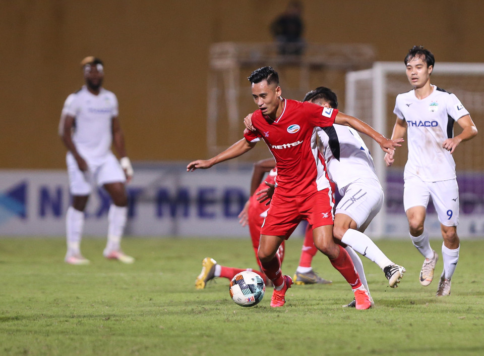 Đội bóng phố núi vừa thắng đậm câu lạc bộ Thành phố Hồ Chí Minh 5-1 ở vòng cuối giai đoạn một để chắc chắn trụ hạng, nhưng chơi bế tắc trước Viettel. (Ảnh: Hiển Nguyễn/Vietnam+)