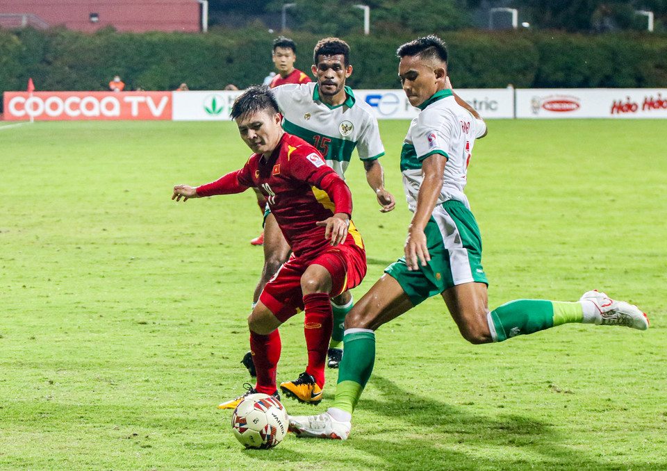 Tỷ lệ chuyền bóng thành công của tuyển Việt Nam cũng rất cao (87,7%), qua đó chơi ép sân và kiểm soát hoàn toàn trận đấu. (Ảnh: VFF)