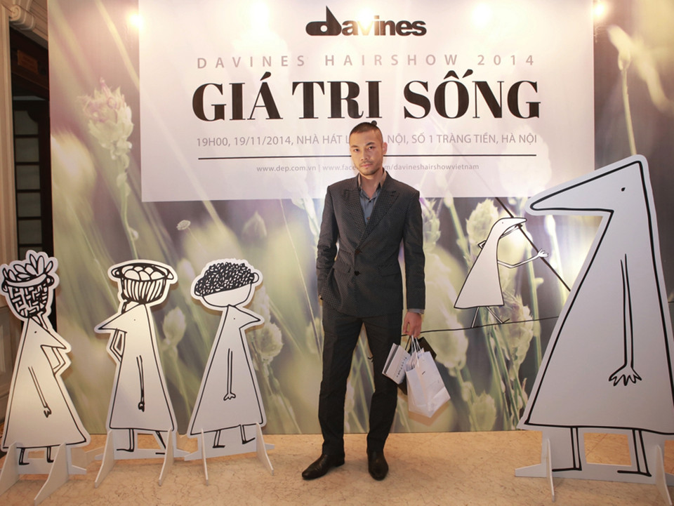 Diễn viên, người mẫu Doãn Tuấn đến cổ vũ bạn gái Quỳnh Nga tại Davines Hair Show 2014 (Ảnh: Tuấn Đào)