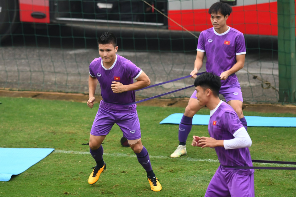 Đội tuyển Việt Nam đang không phải chịu tổn thất nhân sự nào vì chấn thương hay thẻ phạt trước trận đấu quan trọng. (Ảnh: PV/Vietnam+)