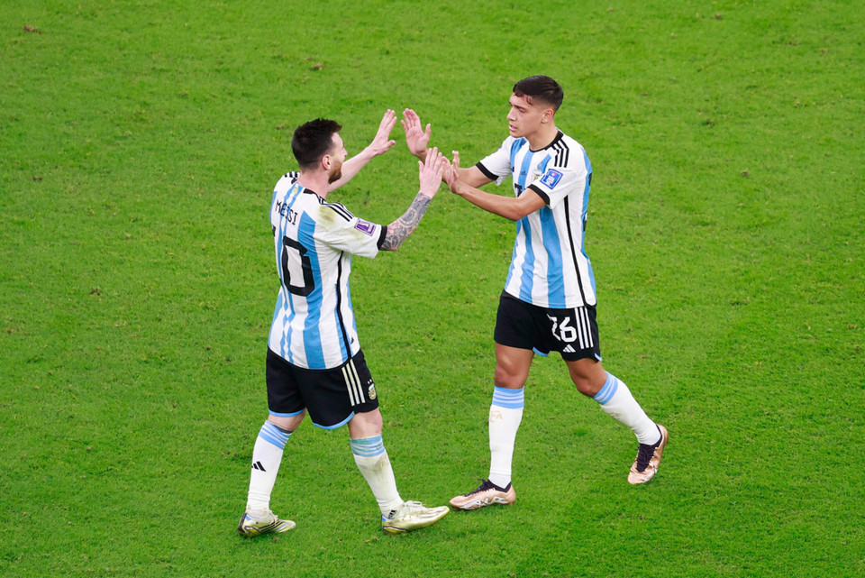 Đây là bàn thắng thứ 8 sau 21 trận tại đấu trường World Cup của Messi. (Ảnh: Hải An/Vietnam+)