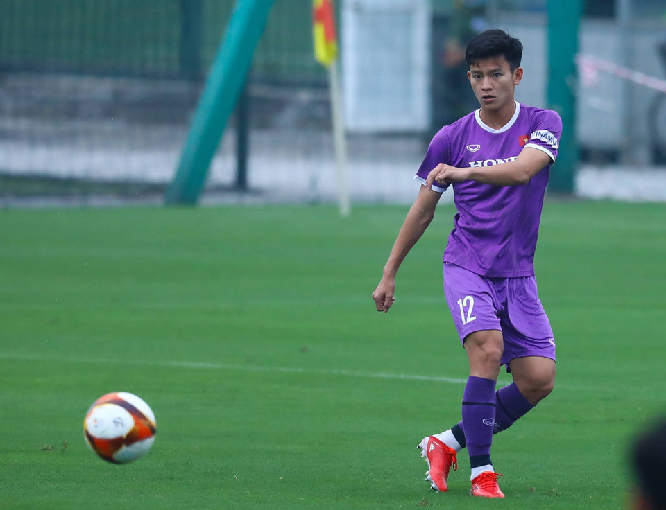 Toàn đội cho thấy thể trạng tốt cùng với tinh thần hứng khởi nhằm chuẩn bị tốt nhất cho trận đấu trước mắt cũng như SEA Games 31. (Ảnh: PV/Vietnam+)